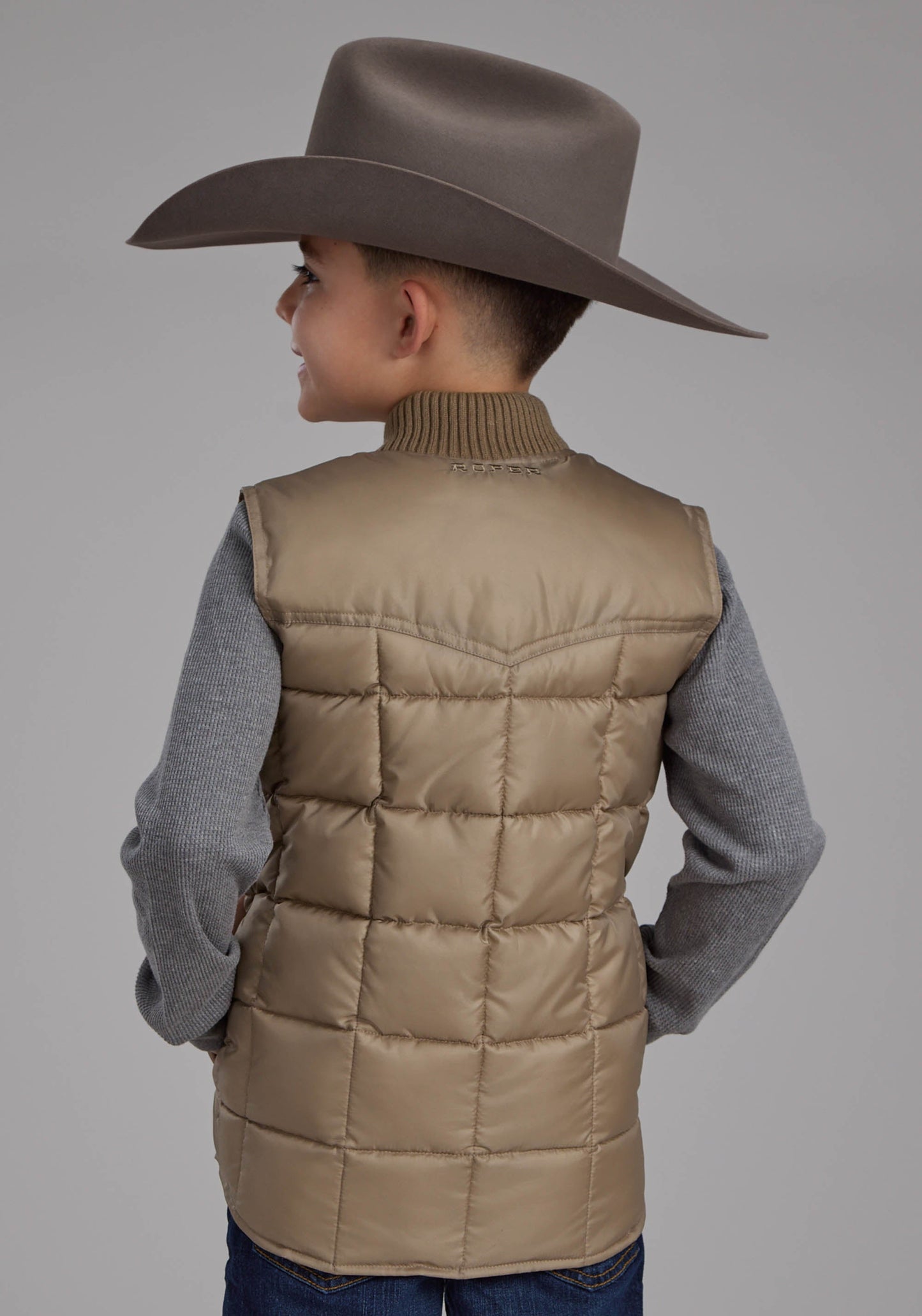 Roper Boys Khaki Zipper Vest