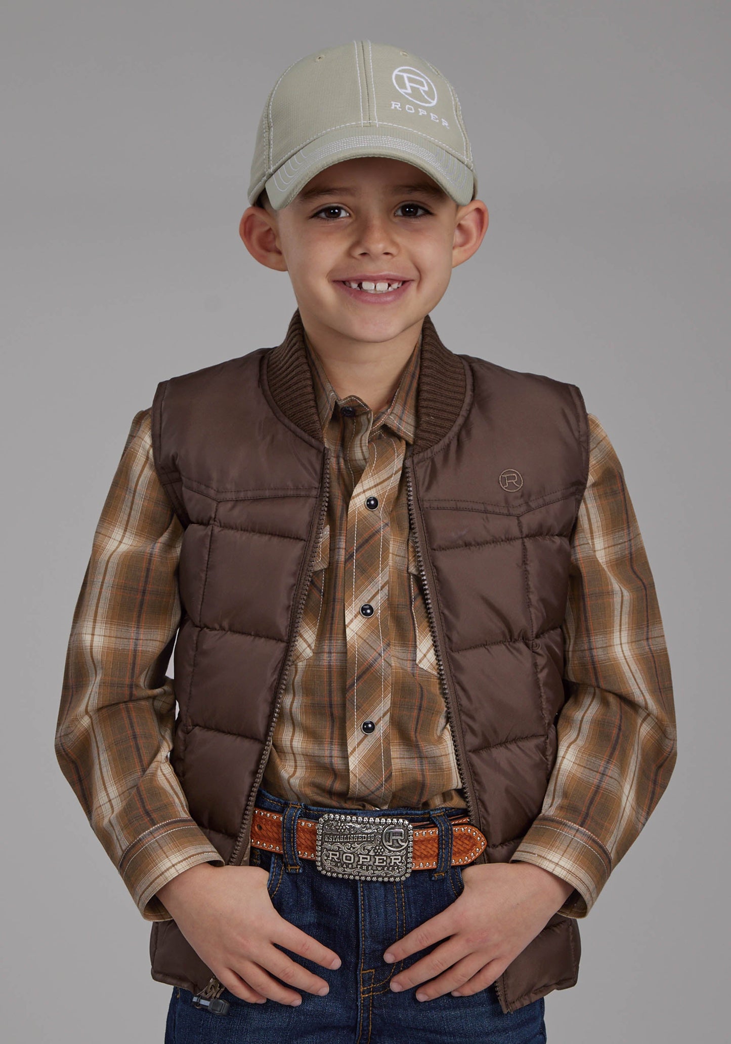 Roper Boys Chocolate Zipper Vest