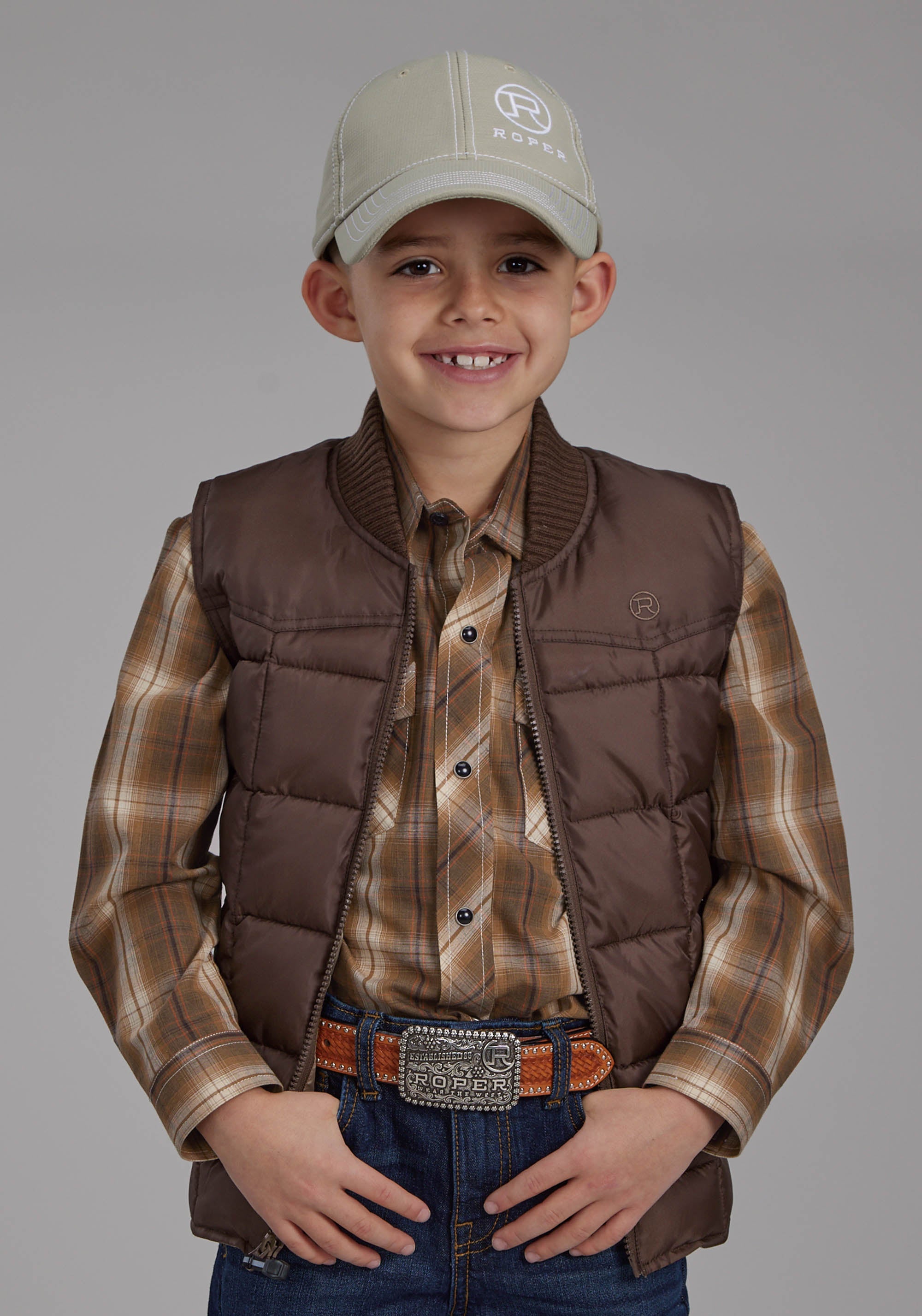 Roper Boys Chocolate Zipper Vest