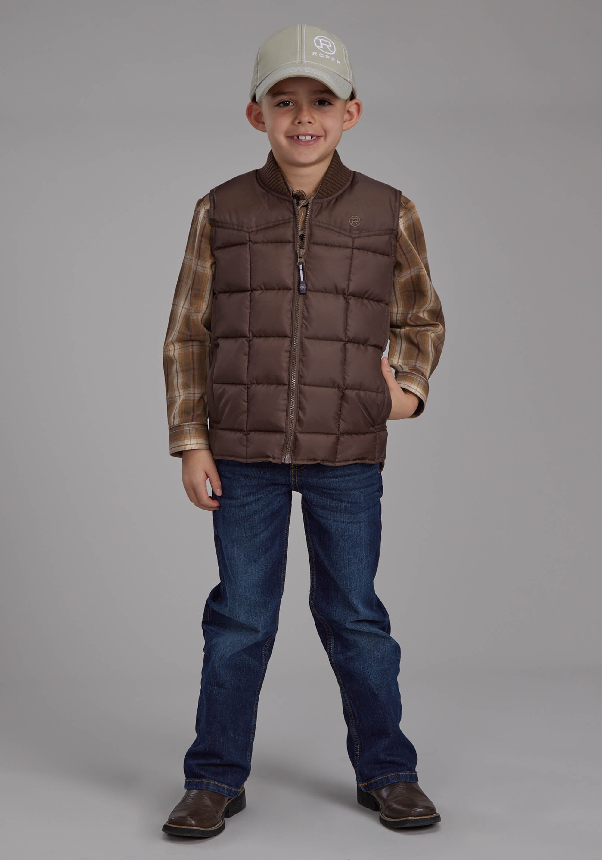 Roper Boys Chocolate Zipper Vest
