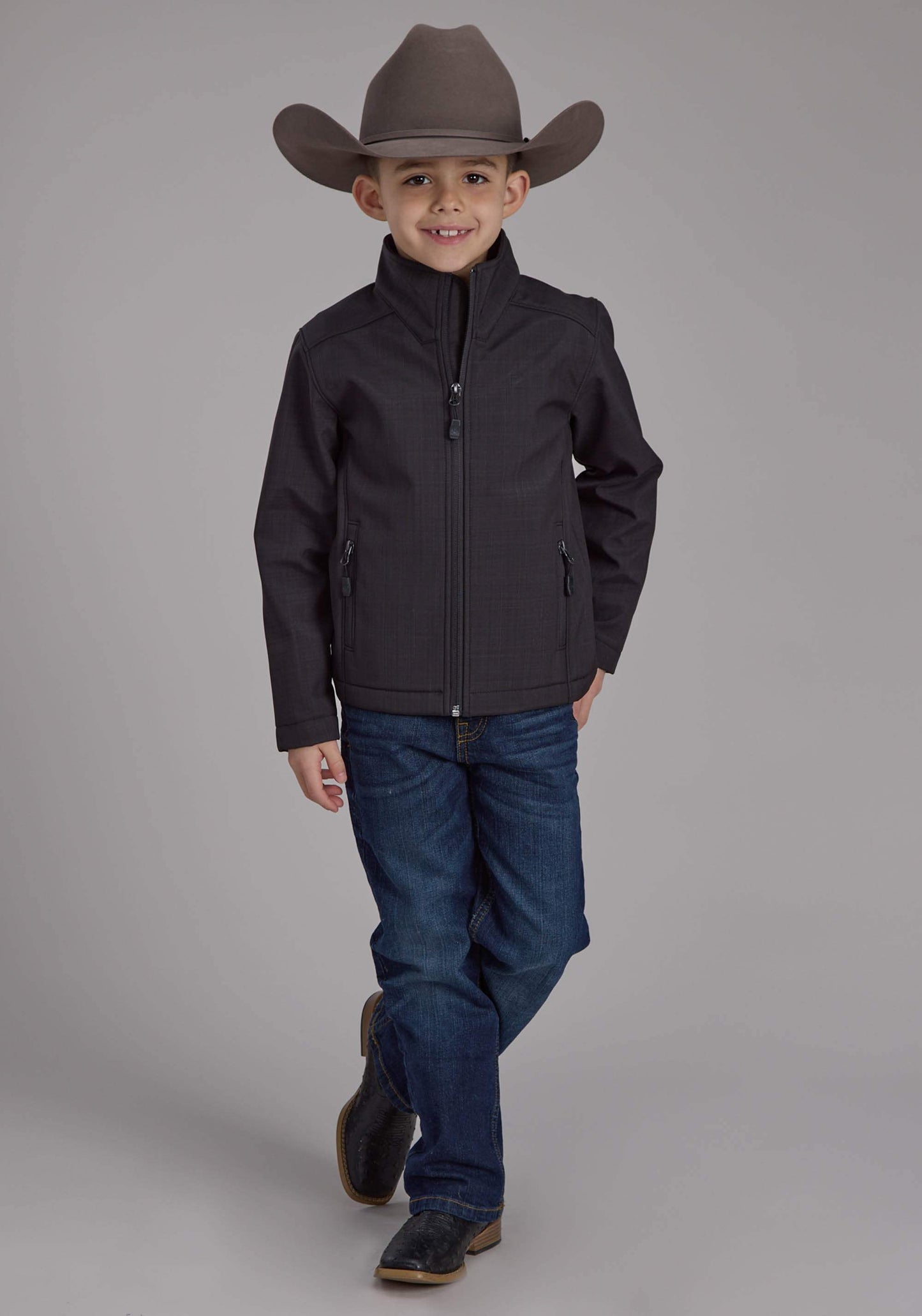 Roper Boys Charcoal Heather With Black Fleece Zipper Jacket - Roper - Flyclothing LLC