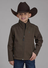Roper Boys Chocolate Heather With Black Fleece Zipper Jacket