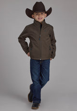 Roper Boys Chocolate Heather With Black Fleece Zipper Jacket