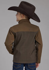 Boys Brown Chocolate Pieced Softshell Zipper Jacket - Roper - Flyclothing LLC