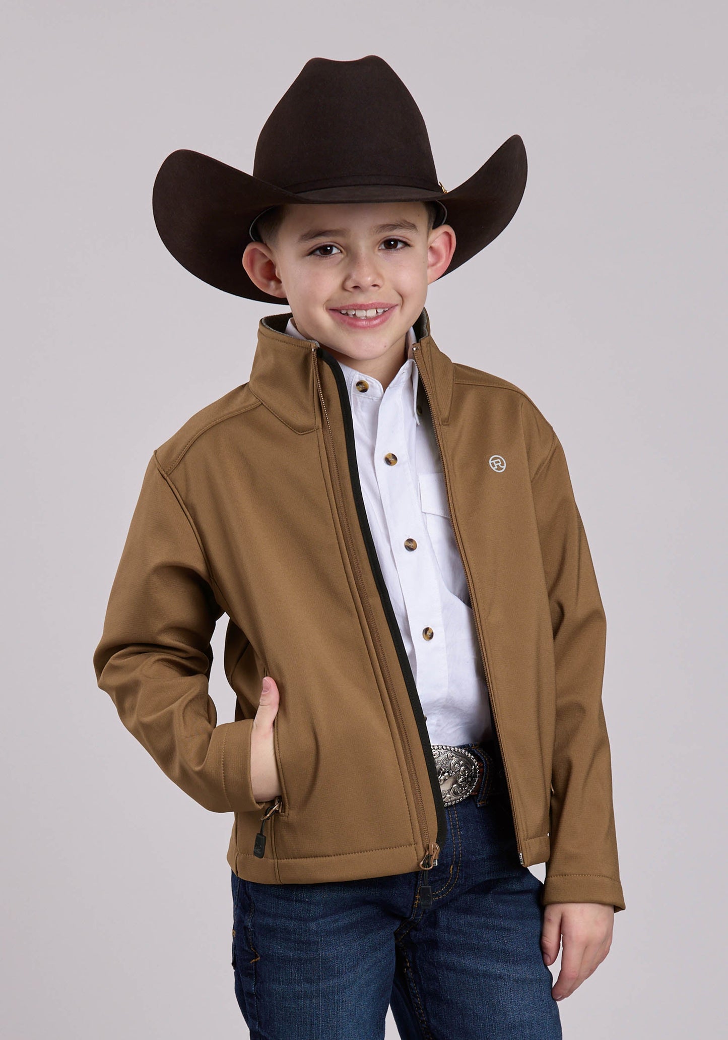 Roper Boys Jacket Zipper Ripstop Tobacco Western Jacket