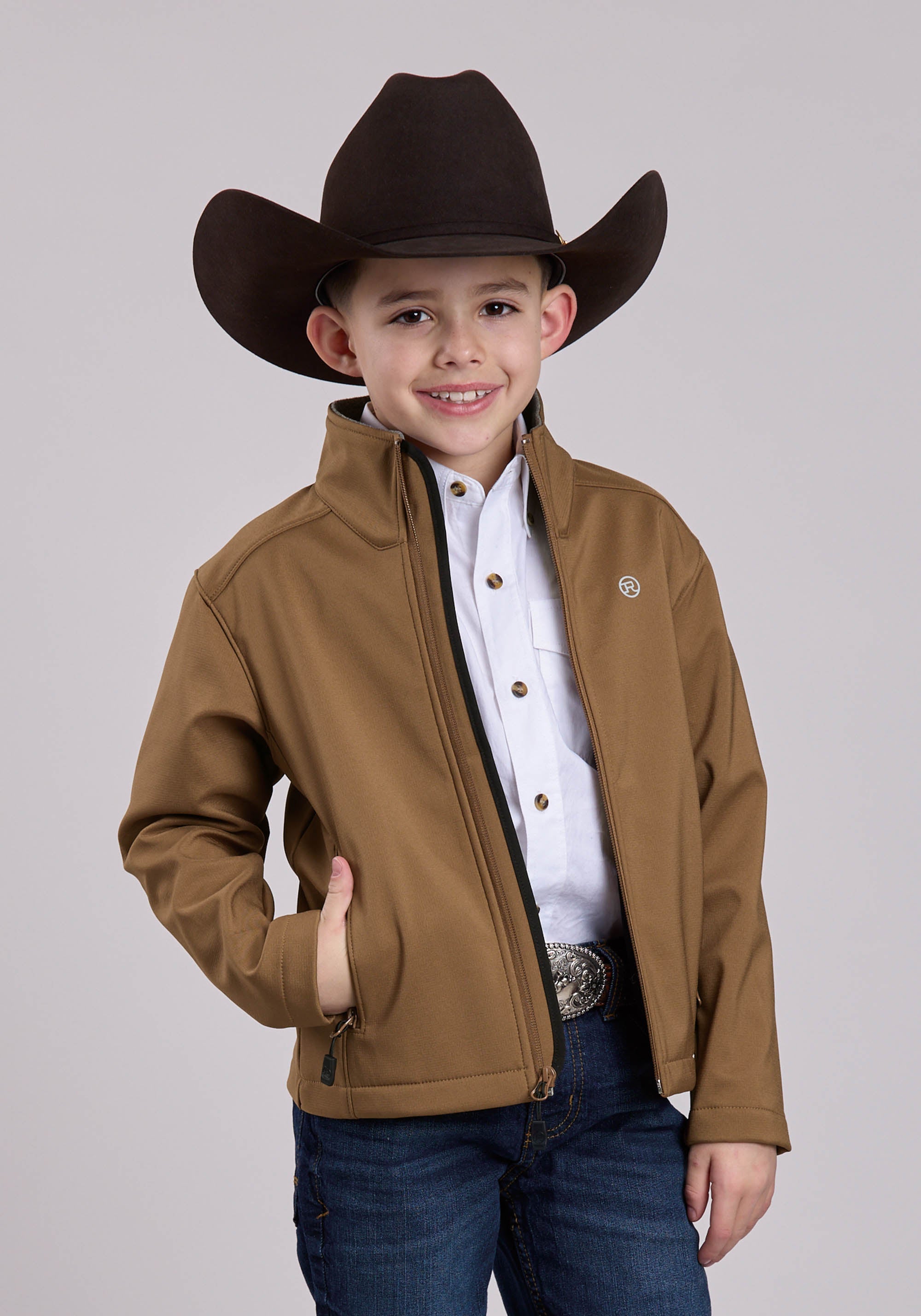 Roper Boys Jacket Zipper Ripstop Tobacco Western Jacket