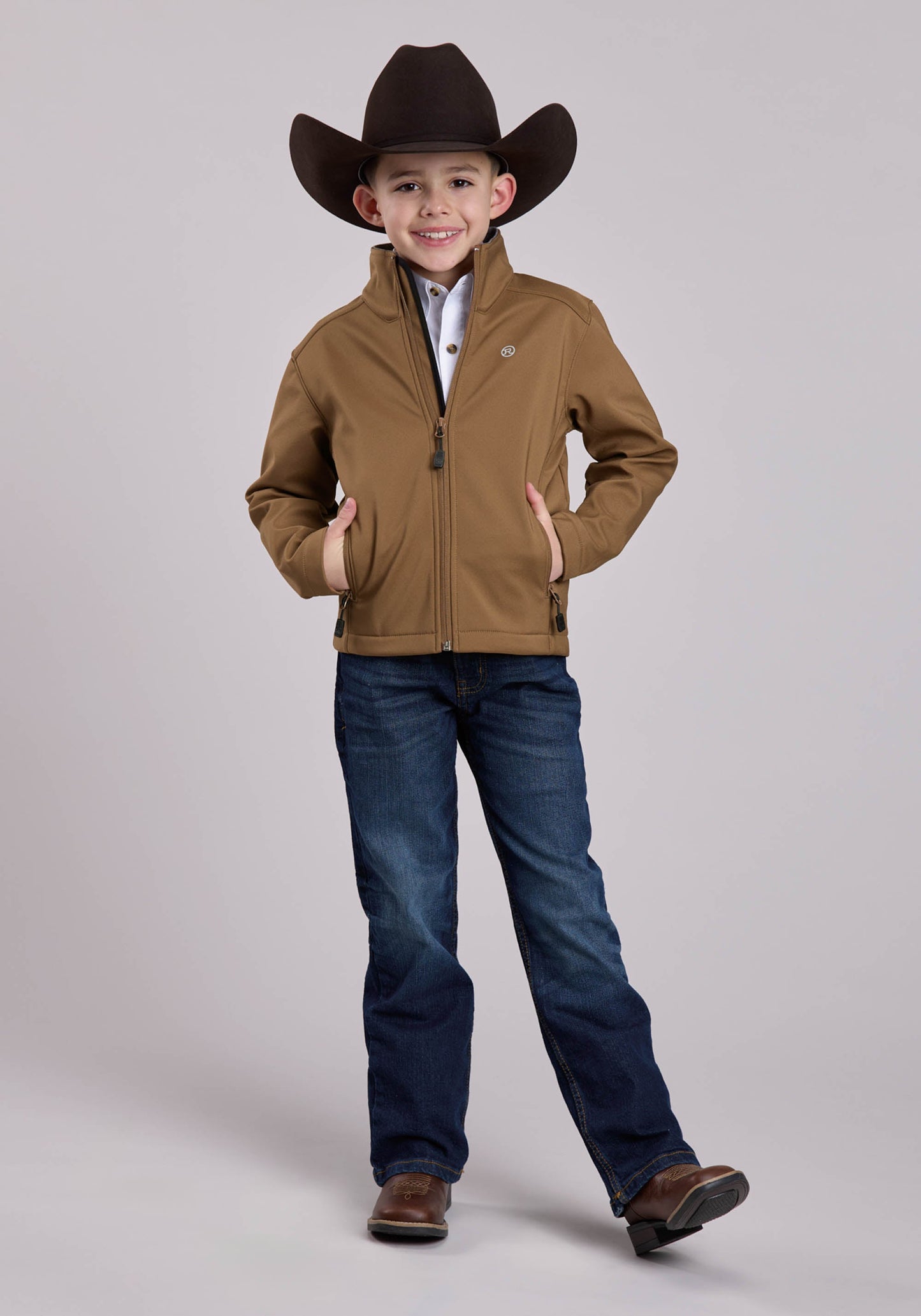 Roper Boys Jacket Zipper Ripstop Tobacco Western Jacket