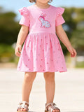 Children's Bunny Applique Ruffle Sleeve Dress - Trendsi - Flyclothing LLC