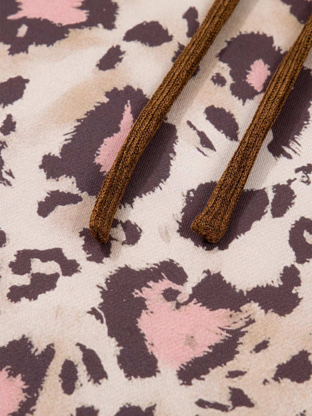 Plus Size Leopard Long Sleeve Drawstring Hoodie - Trendsi - Flyclothing LLC