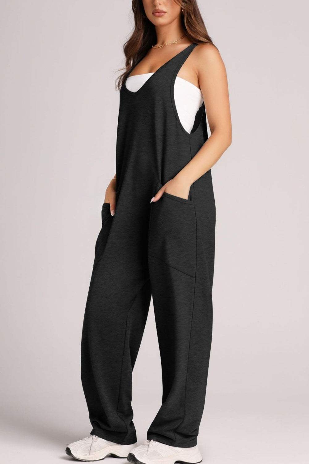 Wide Strap Jumpsuit with Pockets - Trendsi - Flyclothing LLC
