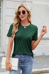 Round Neck Short Sleeve T-Shirt - Trendsi - Flyclothing LLC