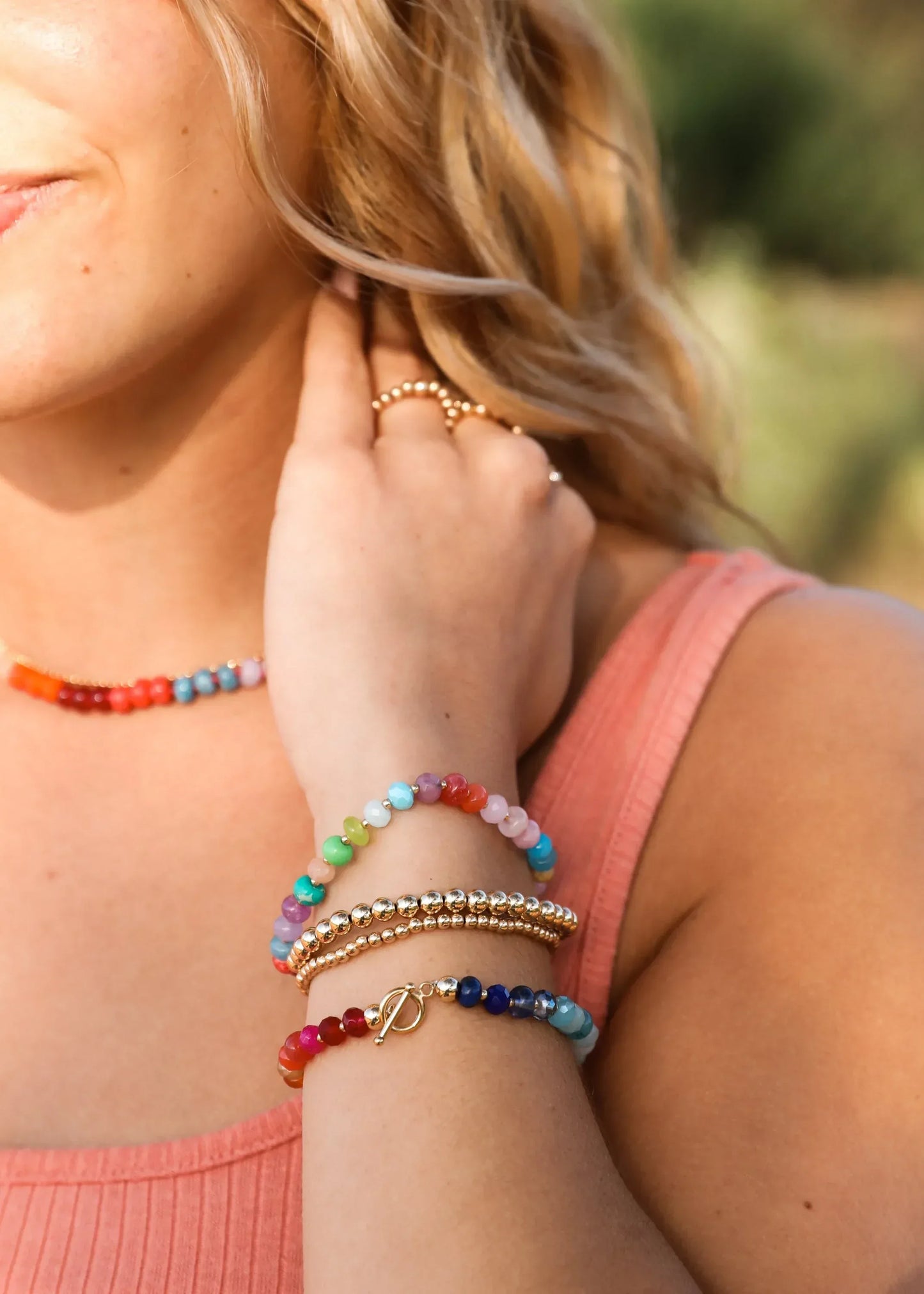 Natural Gemstone Bracelet + 14k Gold Filled Toggle : Key West - CanyonLeaf - Flyclothing LLC