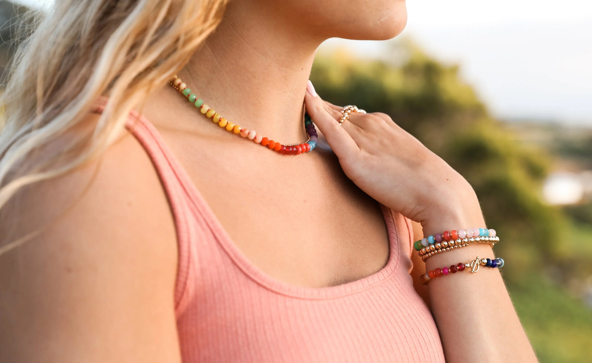 Natural Gemstone Bracelet + 14k Gold Filled Toggle : Paradise - CanyonLeaf - Flyclothing LLC