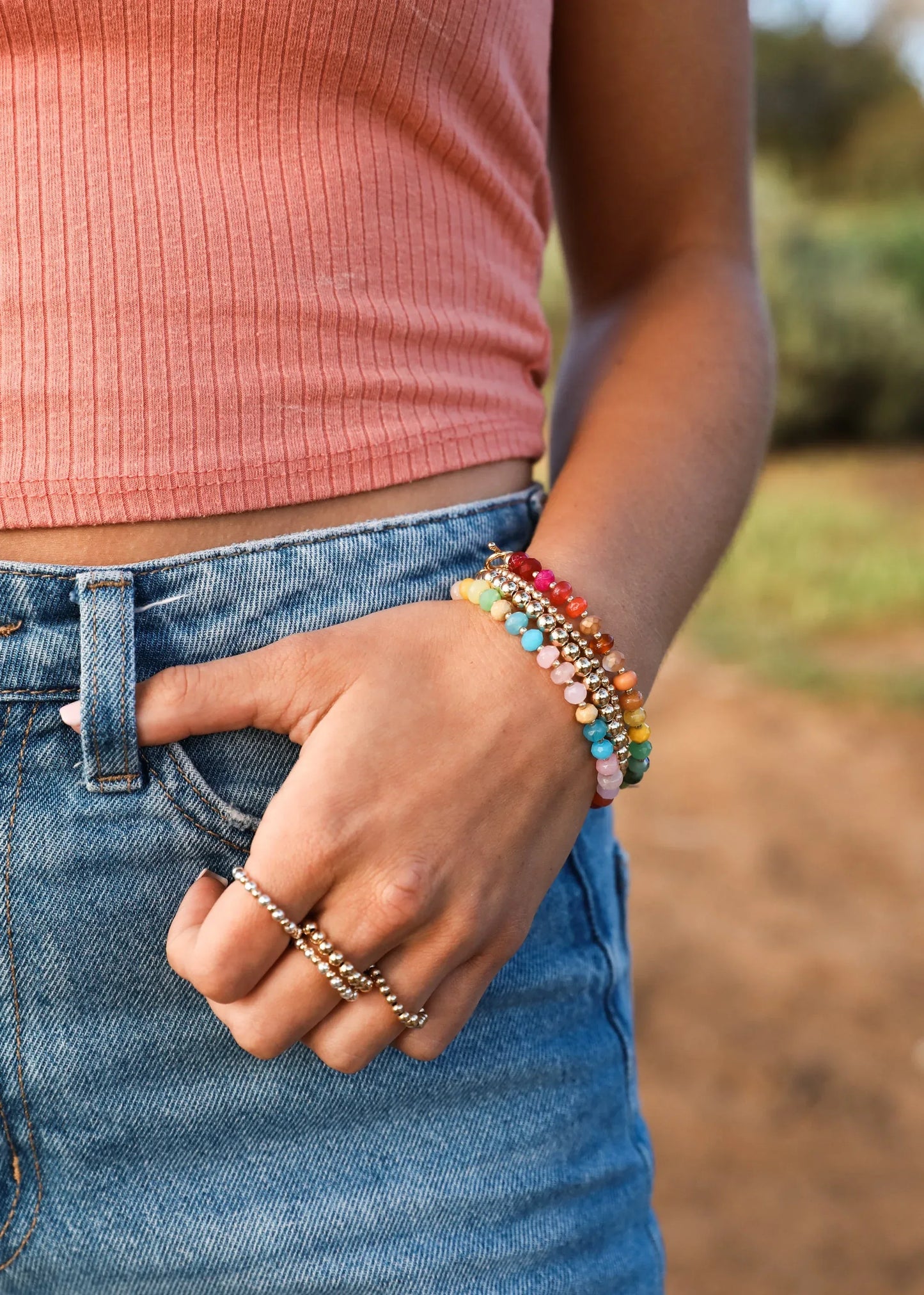 Natural Gemstone Bracelet + 14k Gold Filled Toggle : Key West - CanyonLeaf - Flyclothing LLC