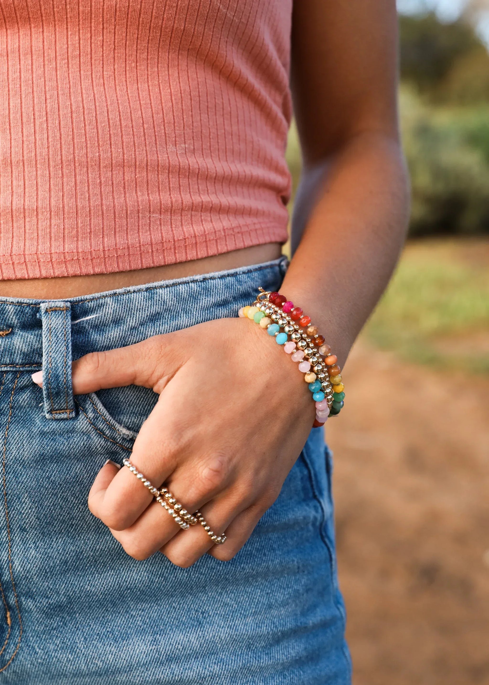 Natural Gemstone Bracelet + 14k Gold Filled Toggle : Key West - CanyonLeaf - Flyclothing LLC