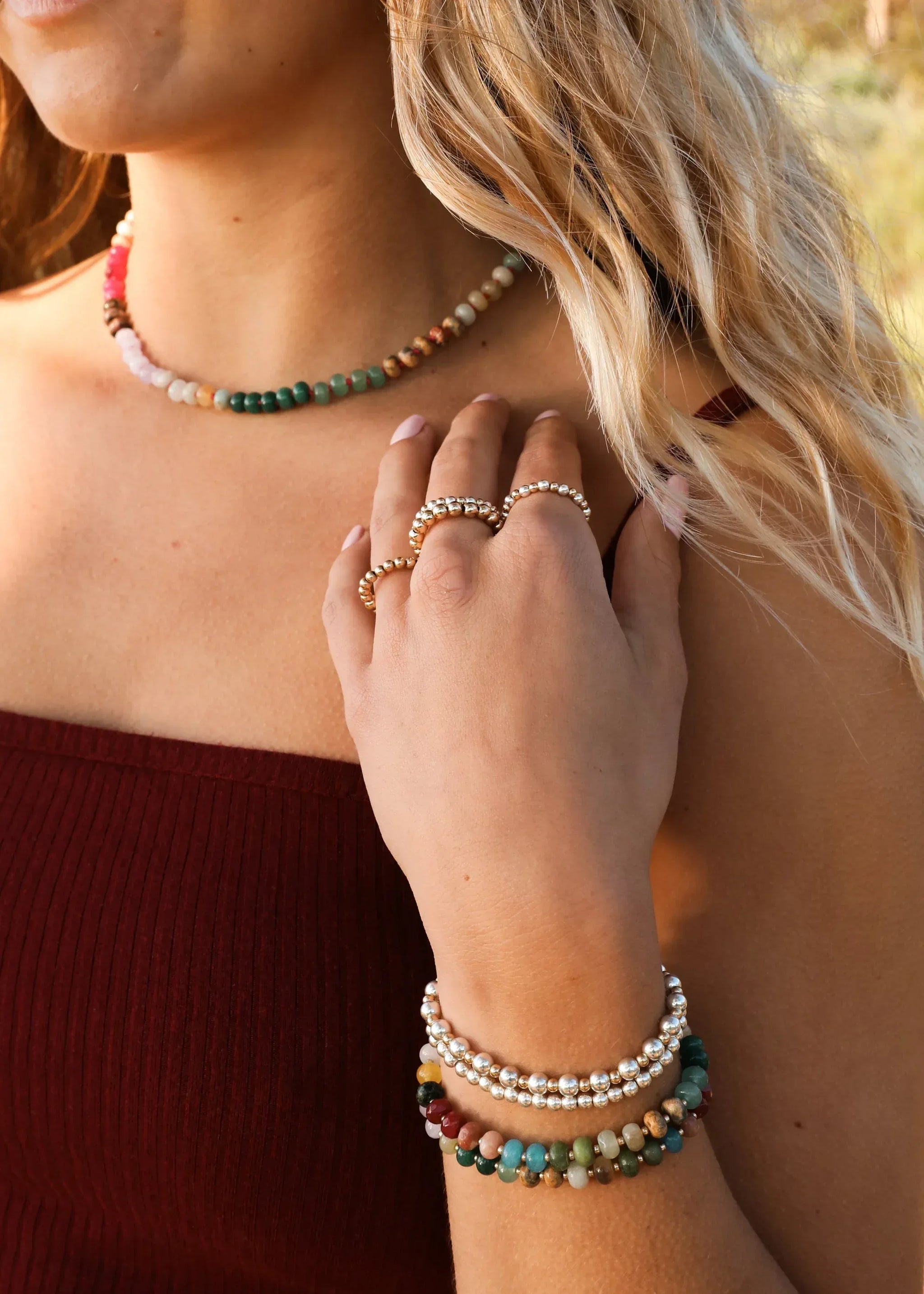 Natural Gemstone Necklace + 14k Gold Filled Toggle : Gold Rush - CanyonLeaf - Flyclothing LLC