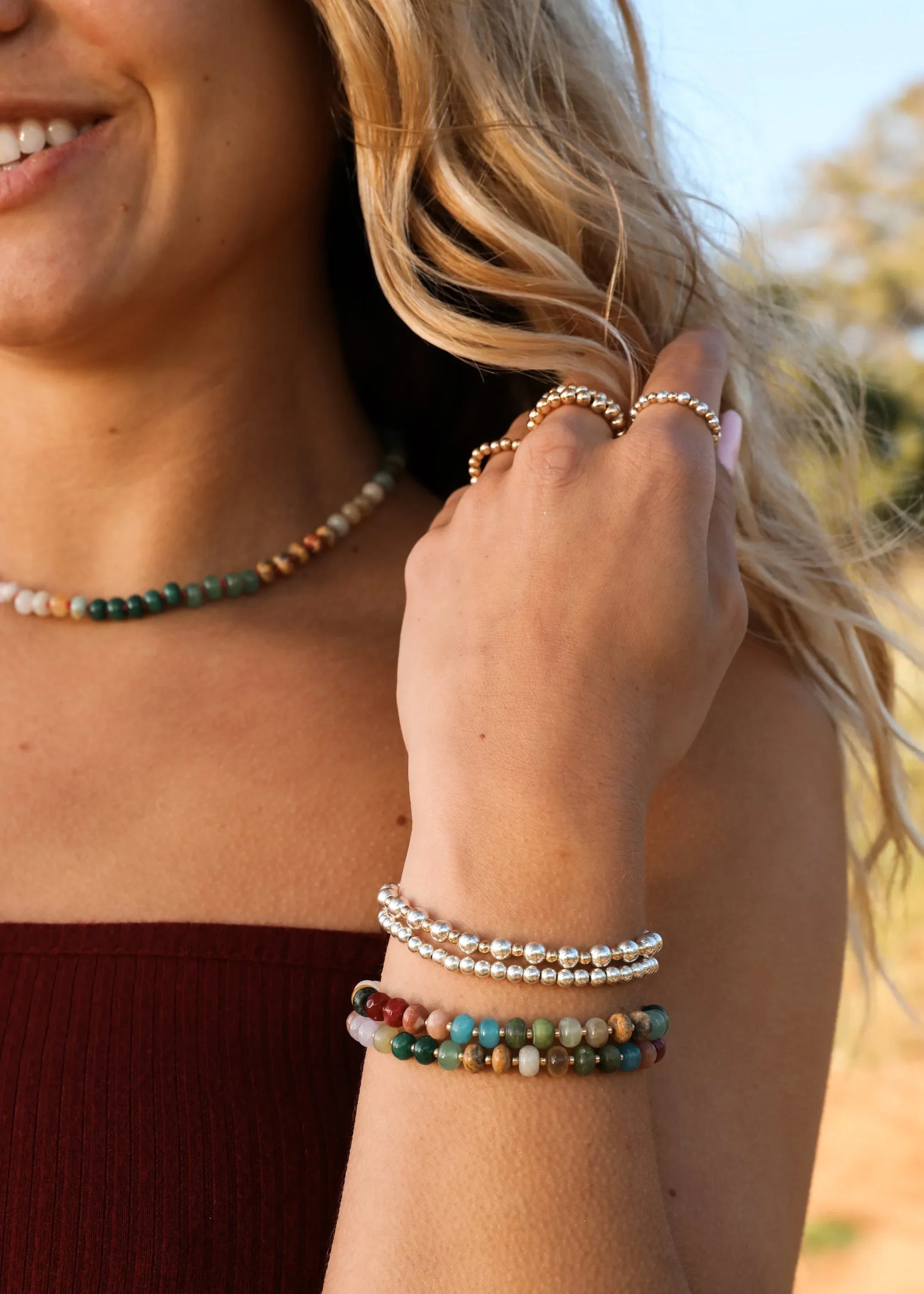 Natural Gemstone Bracelet + 14k Gold Filled Toggle : Sandbar - CanyonLeaf - Flyclothing LLC