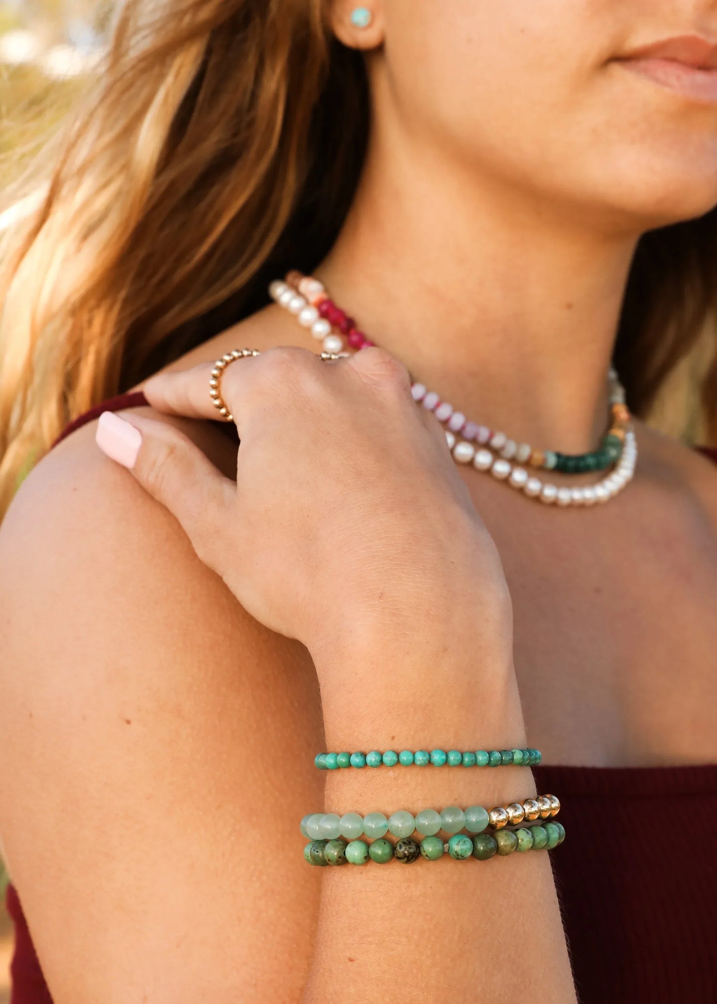 Natural Gemstone Necklace + 14k Gold Filled Toggle : Sedona - CanyonLeaf - Flyclothing LLC