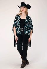 Roper Womens Sleeveless Pullover Jewelry Print Cardigan With Extra Long Poly Fringe Trim - Roper - Flyclothing LLC