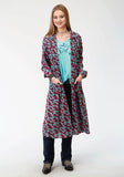 Roper Womens Red And Blue  Print Western Cardigan - Roper