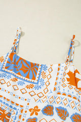 Printed Smocked Back Ricrac Trim Cami Dress - Trendsi - Flyclothing LLC