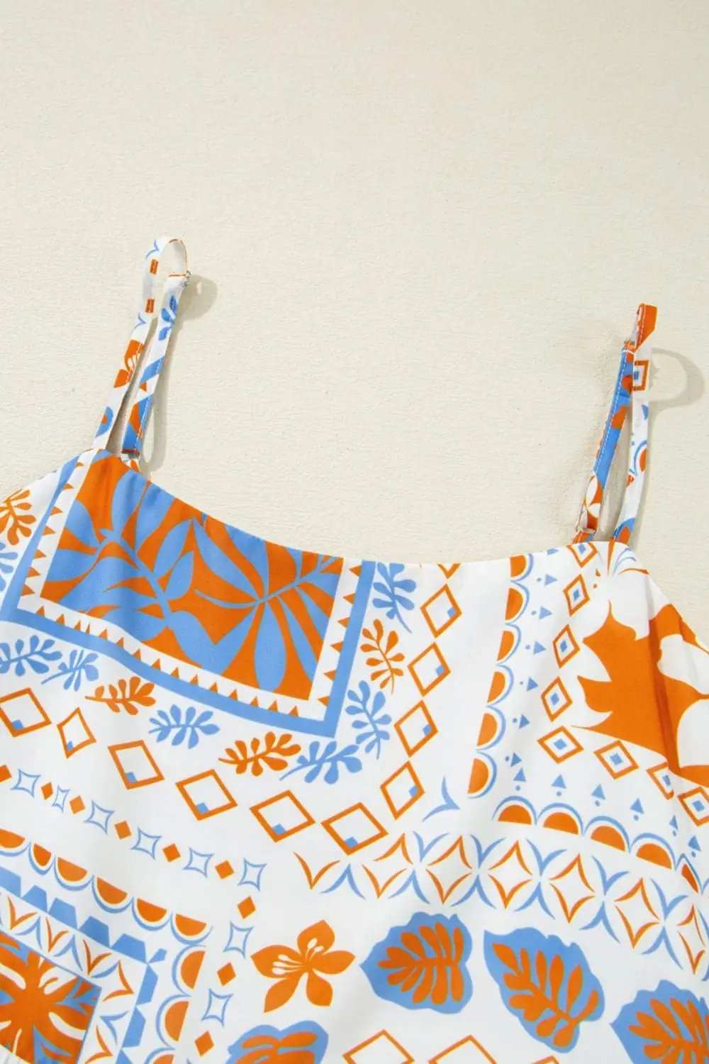 Printed Smocked Back Ricrac Trim Cami Dress - Trendsi - Flyclothing LLC