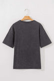 Cheetah Mineral Wash Round Neck Half Sleeve T-Shirt - Trendsi - Flyclothing LLC