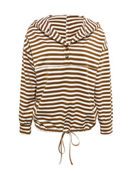 Drawstring Striped Long Sleeve Hoodie - Trendsi