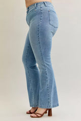 Judy Blue Full Size Mid Rise Bootcut Jeans with Contrast Wash & Front Patch Pockets Plus Size - Trendsi - Flyclothing LLC