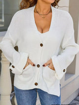 Oversized Knit Button-Down Cardigan - Trendsi - Flyclothing LLC