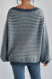 Striped Boat Neck Long Sleeve Sweater - Trendsi - Flyclothing LLC
