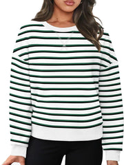 Lovelet Striped Round Neck Long Sleeve Sweatshirt - Trendsi