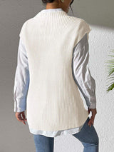 Pearl Trim V-Neck Sweater Vest - Trendsi - Flyclothing LLC
