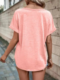 Full Size Notched Short Sleeve T-Shirt Plus Size - Trendsi