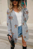 Angel Wings Star Open Front Long Sleeve Cardigan - Trendsi - Flyclothing LLC