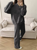 Pocketed Round Neck Button Up Cardigan and Pants Sweater Set - Trendsi - Flyclothing LLC