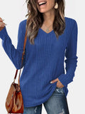 V-Neck Long Sleeve T-Shirt - Trendsi - Flyclothing LLC
