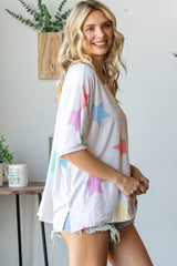 HOPELY Full Size Multi Colored Star Print T-Shirt - Trendsi