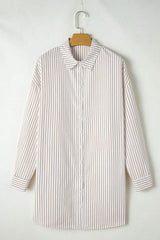 Striped Long Sleeve Mini Shirt Dress - Trendsi - Flyclothing LLC