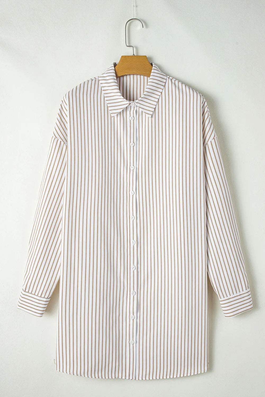 Striped Long Sleeve Mini Shirt Dress - Trendsi - Flyclothing LLC