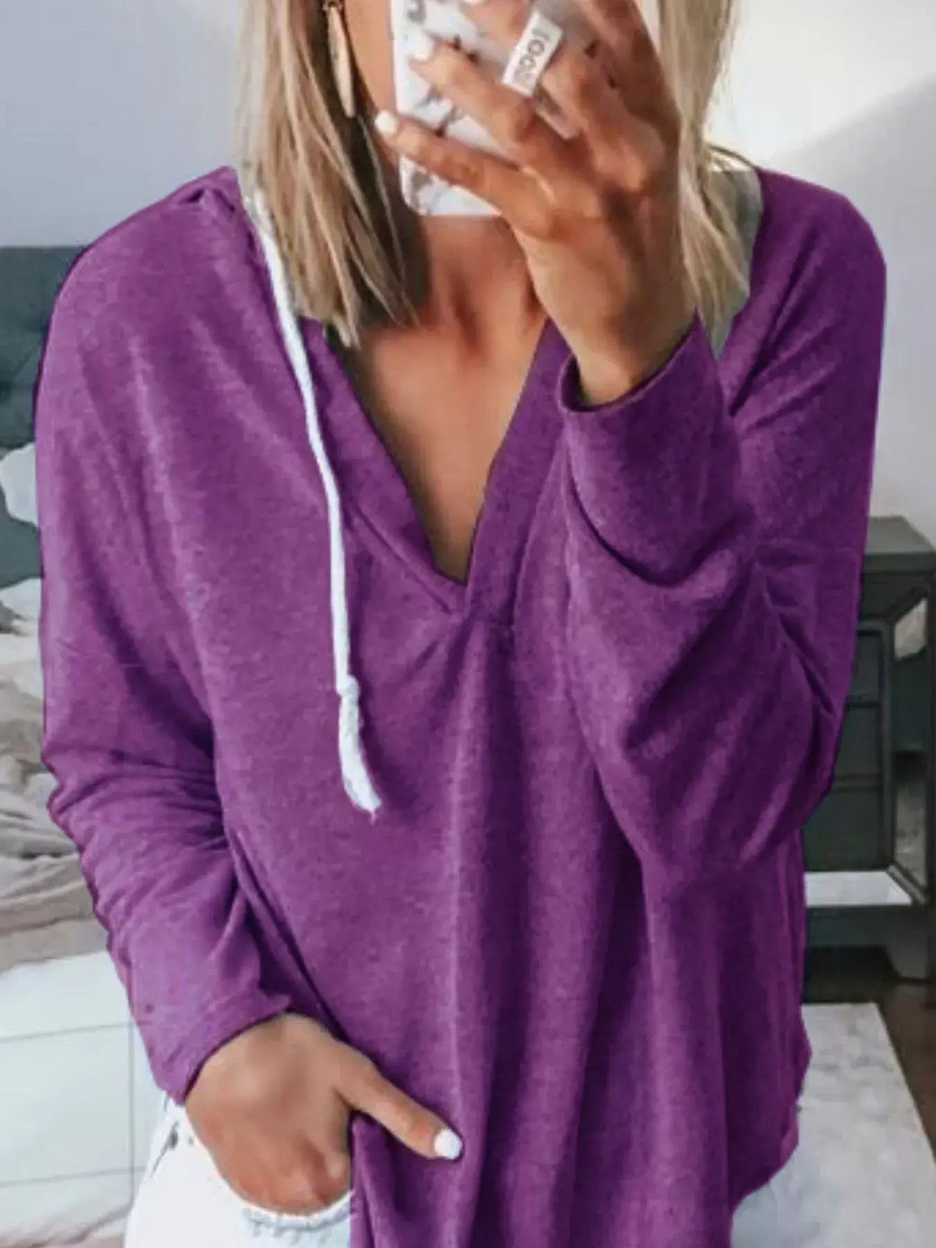 Full Size Drawstring Long Sleeve Hoodie Plus Size - Trendsi - Flyclothing LLC