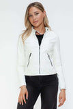 Snobbish Faux Leather Zip Up Drawstring Hooded Jacket - Trendsi - Flyclothing LLC