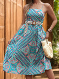 Printed Spaghetti Strap Midi Dress - Trendsi