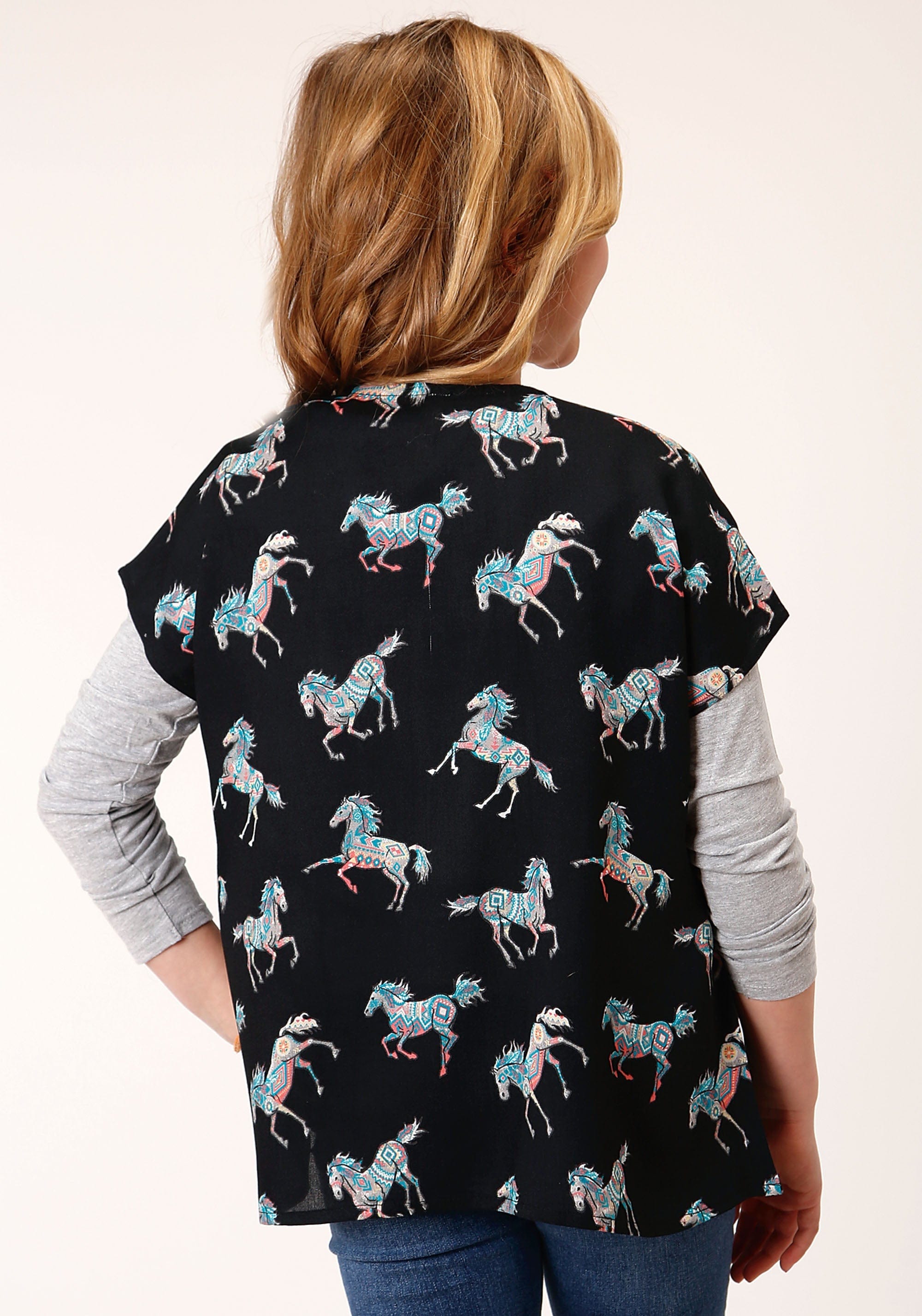 Roper Girls  Wild Horse Print Rayon Cardigan - Roper