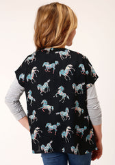 Roper Girls  Wild Horse Print Rayon Cardigan - Roper
