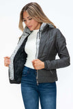 YMI Faux Layered Double-Zipper Jacket with Fuzzy Hood - Trendsi - Flyclothing LLC