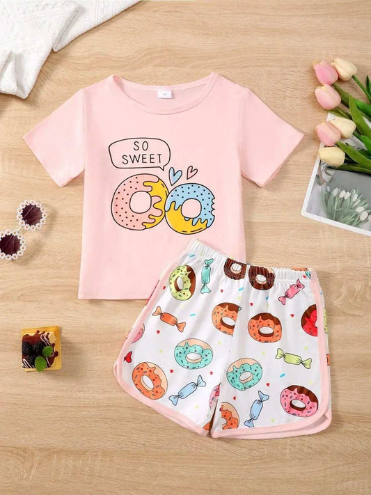 Children's Donut Round Neck Top and Pants Set - Trendsi - Flyclothing LLC