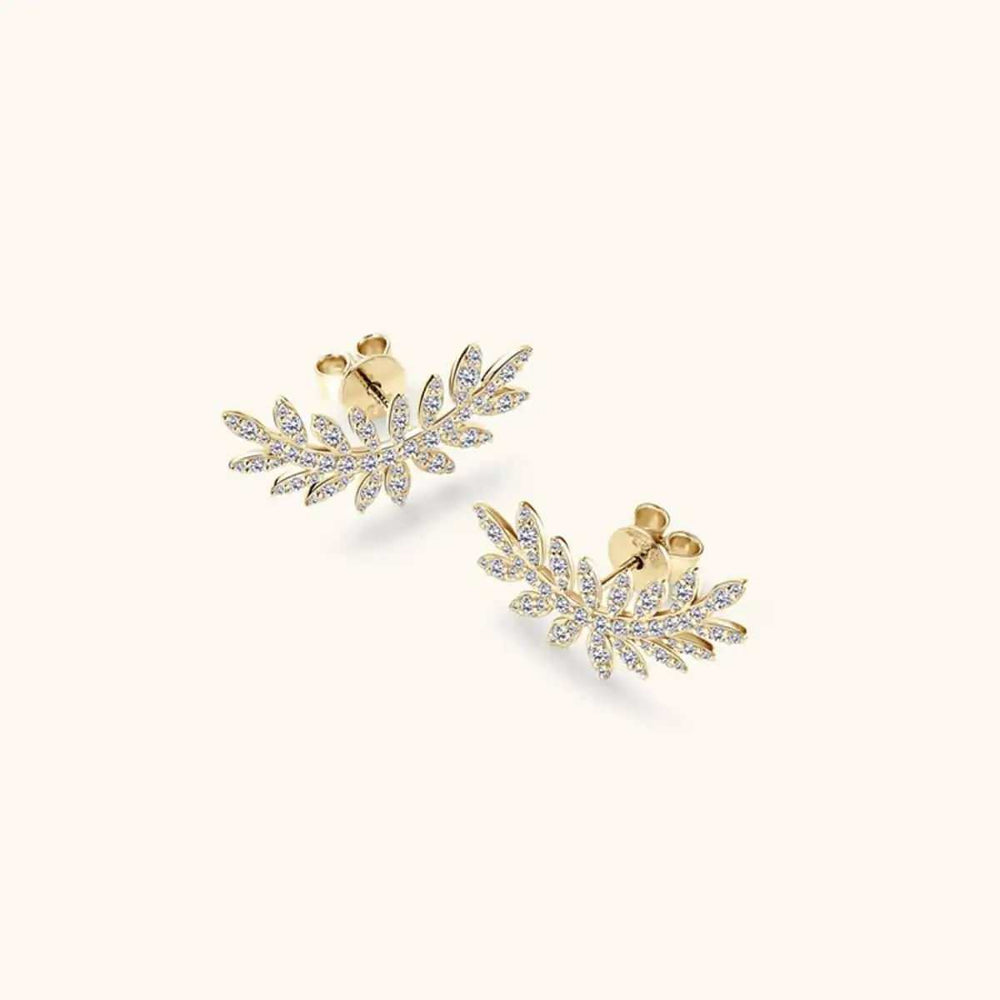 Moissanite 925 Sterling Silver Leaf Shape Stud Earrings - Trendsi - Flyclothing LLC