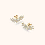 Moissanite 925 Sterling Silver Leaf Shape Stud Earrings - Trendsi - Flyclothing LLC