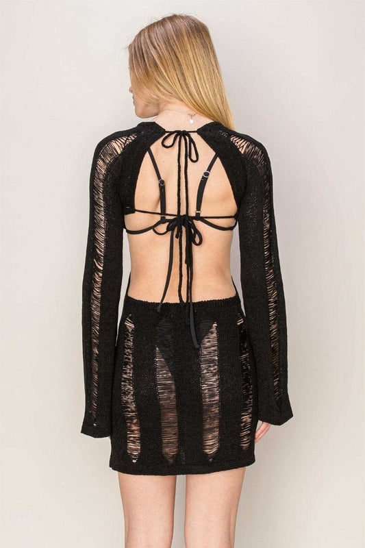 HYFVE Backless Cover Up Mini Dress - Trendsi - Flyclothing LLC